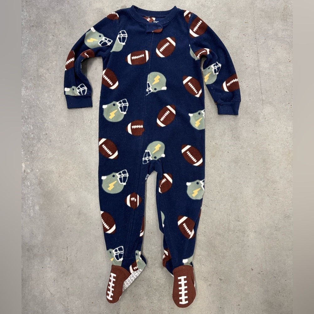 Carter’s Boys Football Fleece Footed Pajamas Size 2T